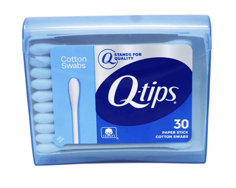Q-Tips Cotton Swabs - Travel Q-Tips for Beauty, Makeup, Nails and More, Perfect for On The Go, 30 Count - 16 Pack - Image 1